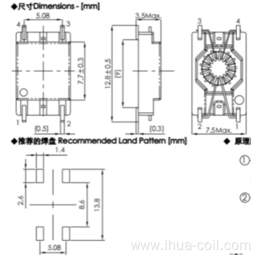 High current DIP Common Mode Coil inductor